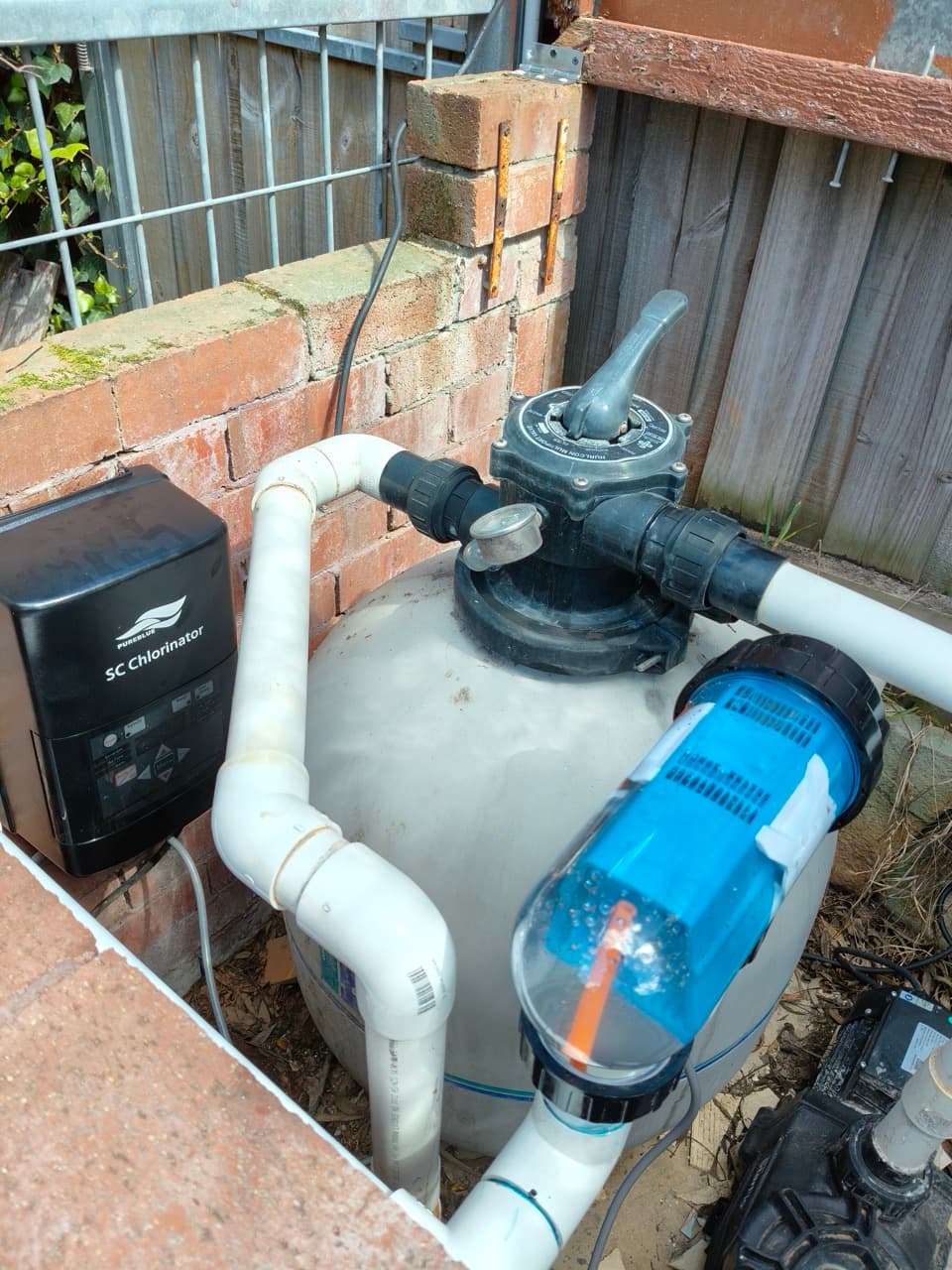 Chlorinator replacement in progress