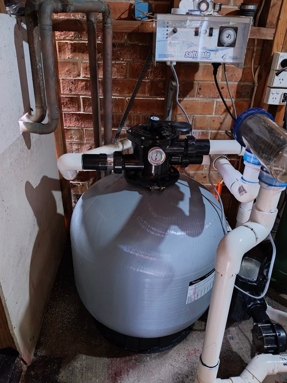 New sand filter installed and connected